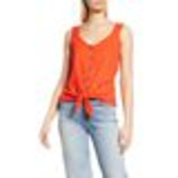 Sanctuary Golden Hour Tie Front Tank Top In Granita - S - Picture 3 of 3